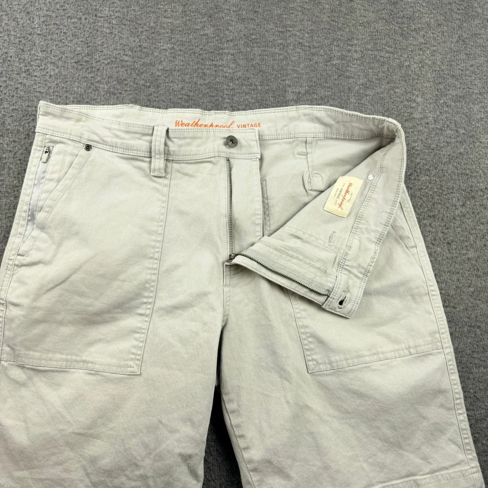 Weatherproof Vintage Men's Utility Cargo Shorts 38 Beige Cotton Spandex Stretch‎